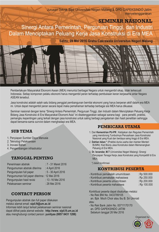 Seminar Nasional Teknik Sipil FT UM J.O. Gapeksindo