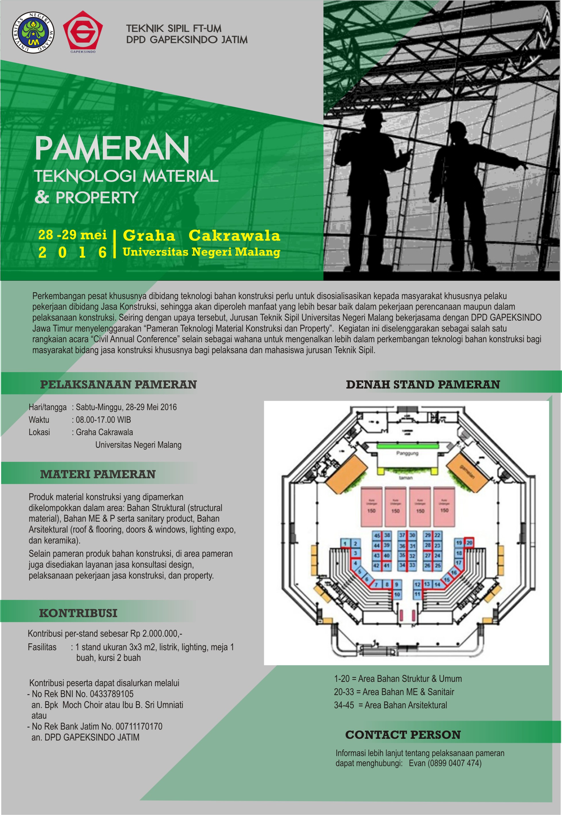 Pameran Teknologi Material & Property Teknik Sipil FT UM J.O. Gapeksindo