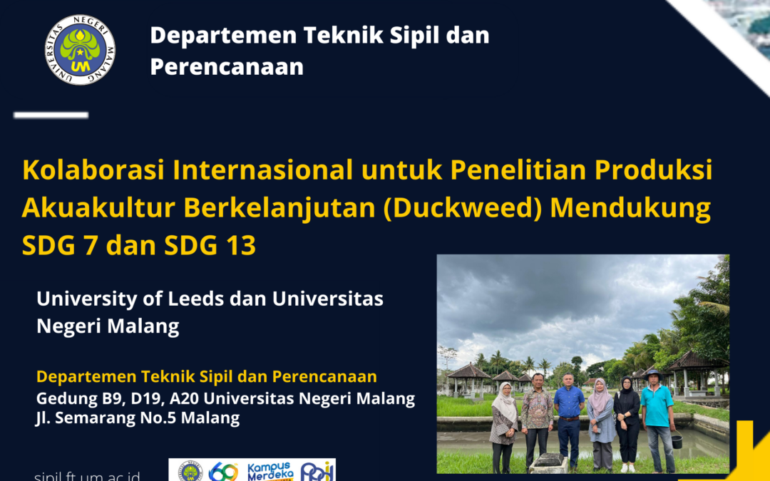 Kolaborasi Internasional untuk Penelitian Produksi Akuakultur Berkelanjutan (Duckweed) Mendukung SDG 7 dan SDG 13
