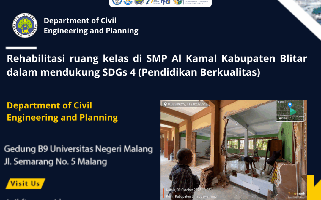 Rehabilitasi ruang kelas di SMP Al Kamal Kabupaten Blitar dalam mendukung SDGs 4 (Pendidikan Berkualitas)